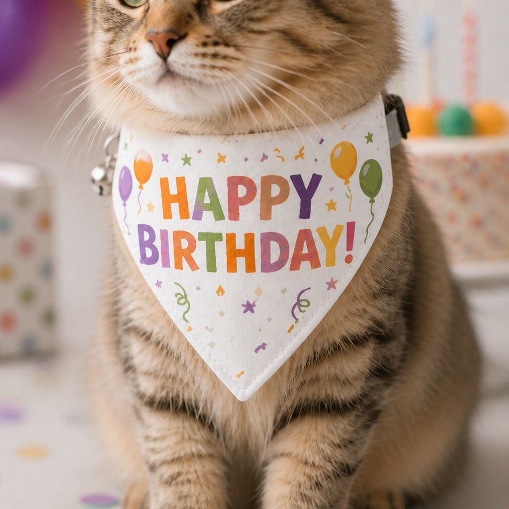 Festive Birthday Celebration Cat Bandana