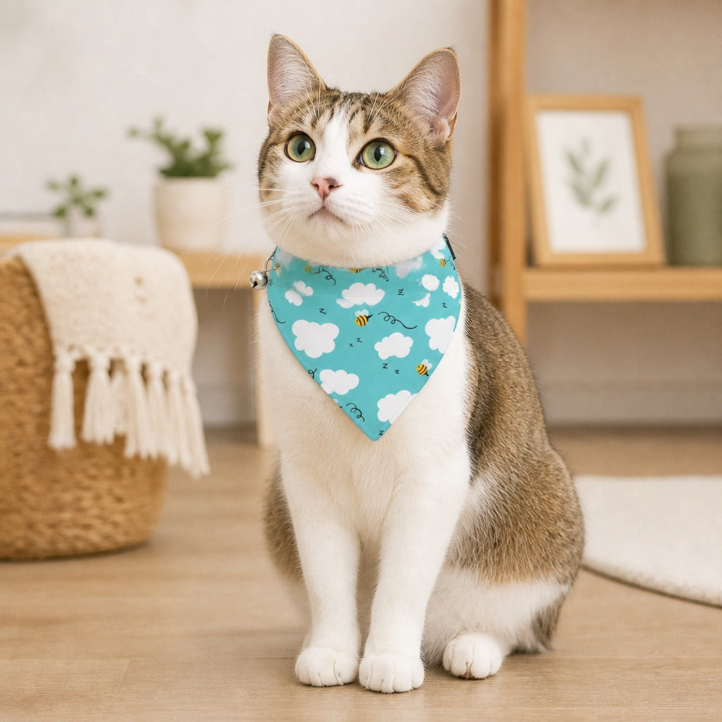 Dreamy Sky & Buzzing Bees Cat Bandana