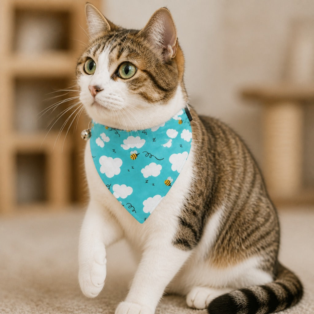 Dreamy Sky & Buzzing Bees Cat Bandana
