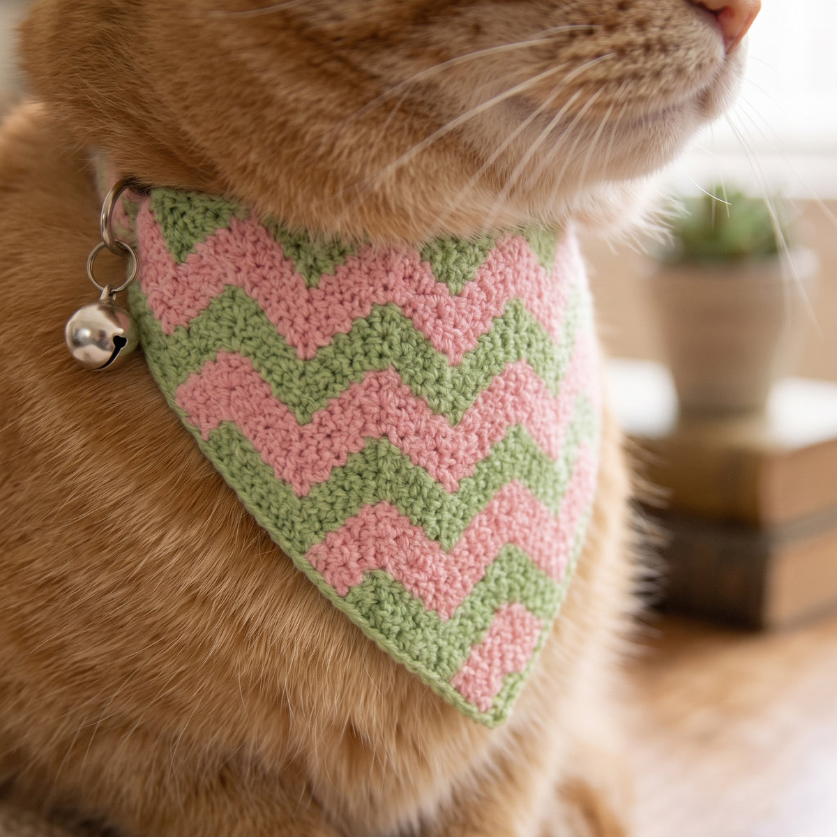 Pastel Chevron Crochet Cat Bandana