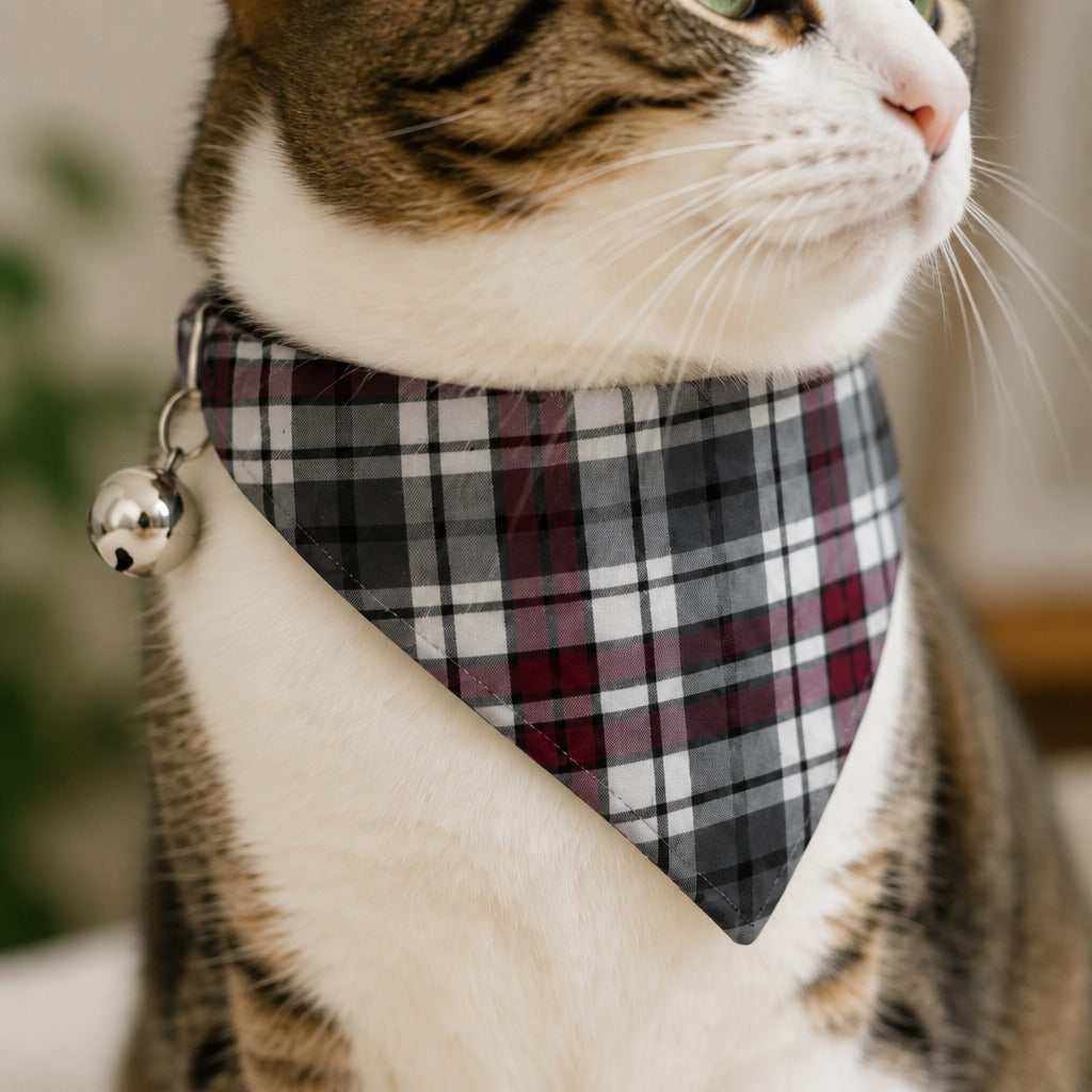 Urban Slate Tartan Flannel Cat Bandana