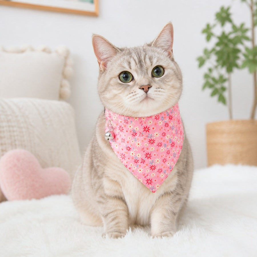 Pink Floral Petal Cat Bandana