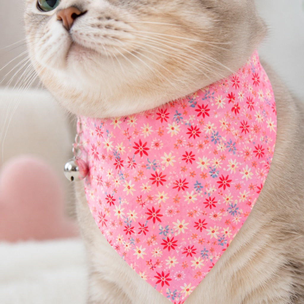 Pink Floral Petal Cat Bandana