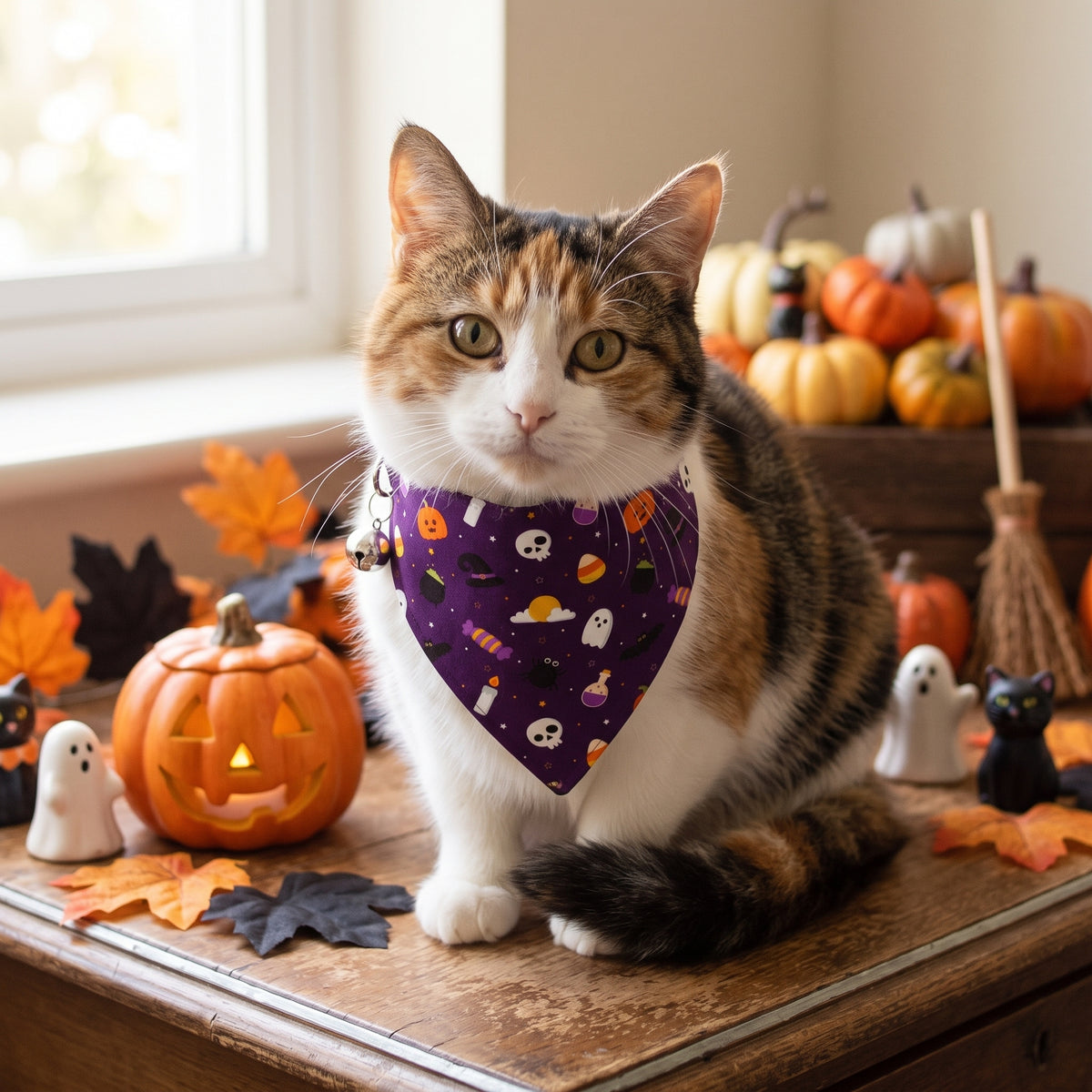 Spooky Halloween Night Cat Bandana