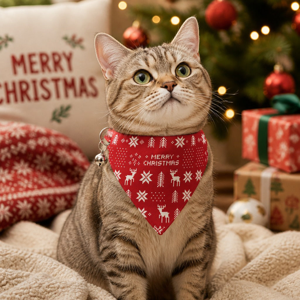 Festive Holiday Reindeer Cat Bandana