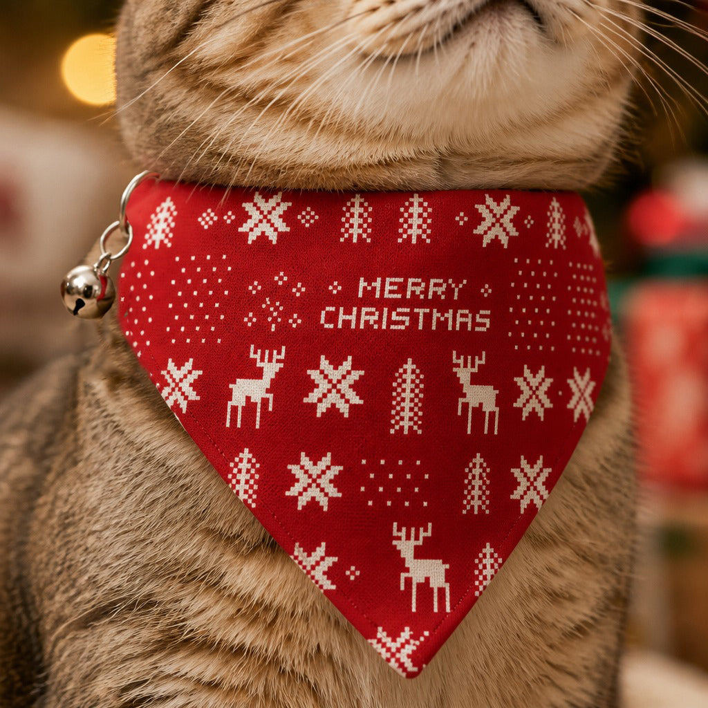 Festive Holiday Reindeer Cat Bandana
