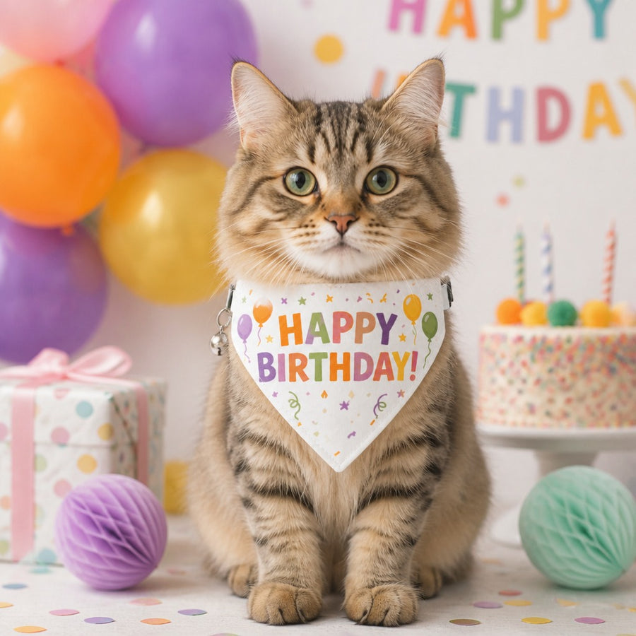 Festive Birthday Celebration Cat Bandana