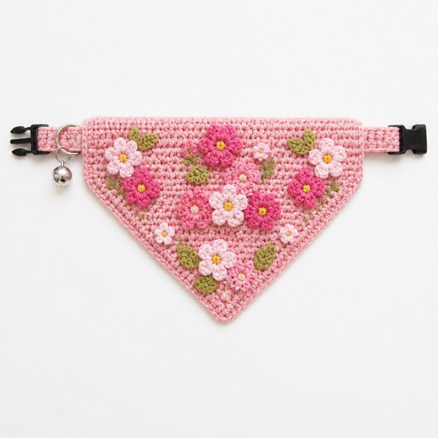 Handcrafted Crochet Floral Cat Bandana