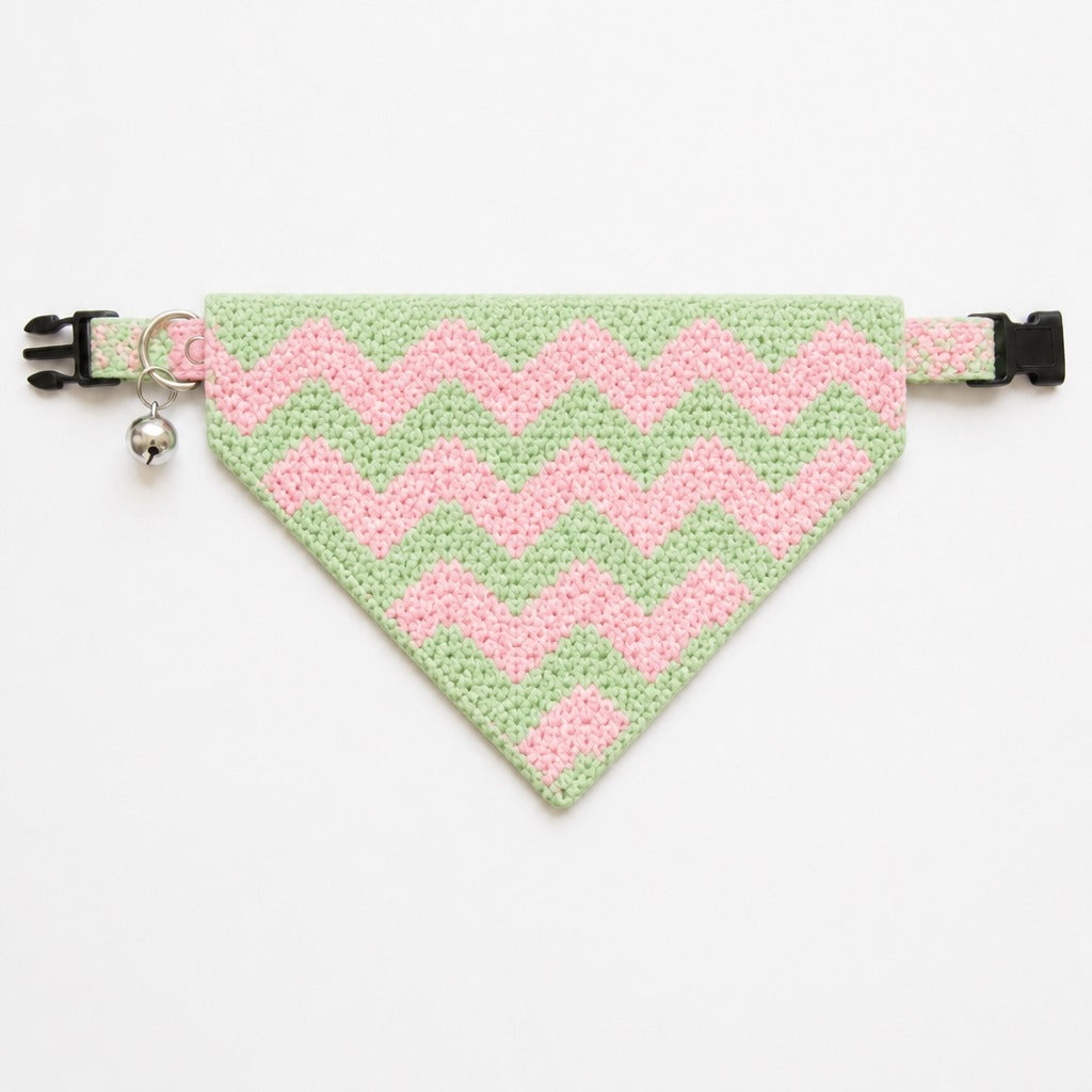 Pastel Chevron Crochet Cat Bandana