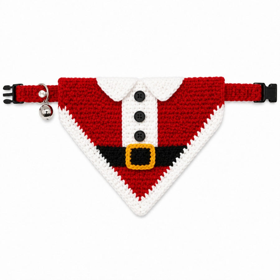 Santa Claus Suit Crochet Cat Bandana