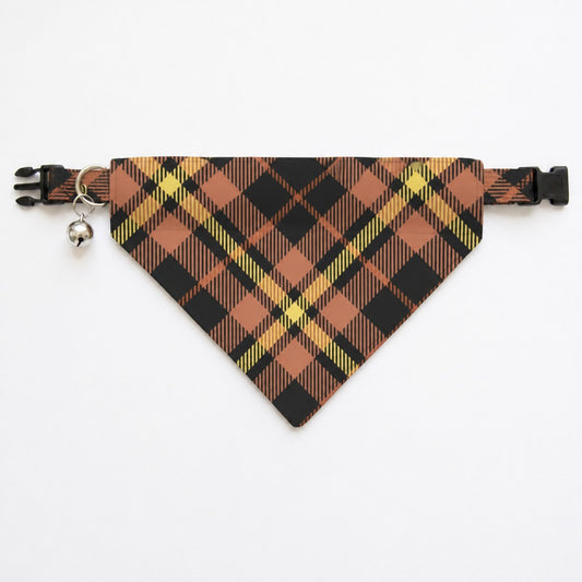 Rustic Autumn Tartan Flannel Cat Bandana