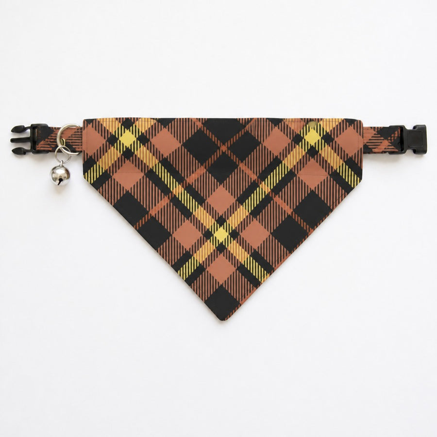 Rustic Autumn Tartan Flannel Cat Bandana