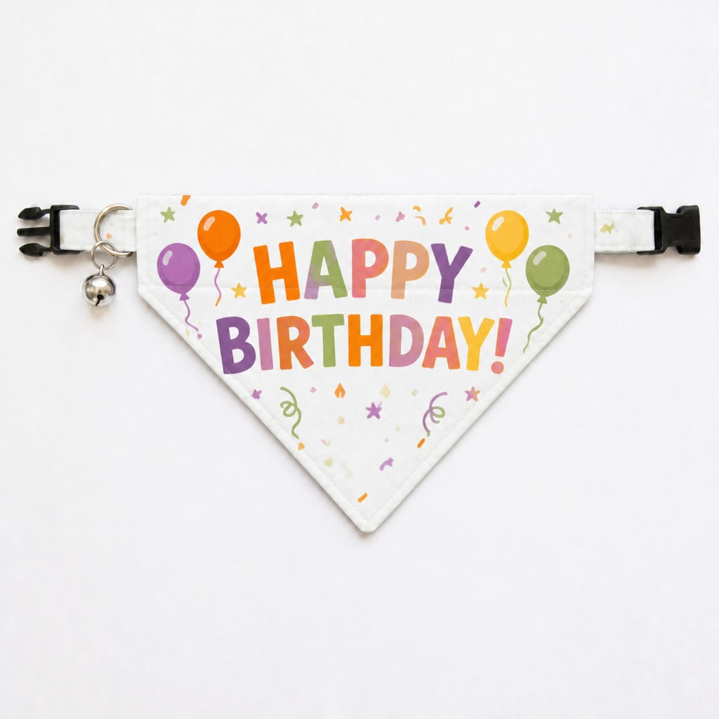 Festive Birthday Celebration Cat Bandana